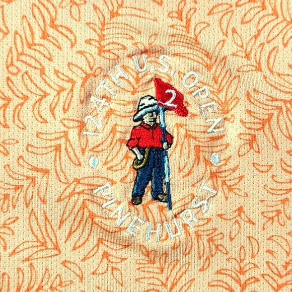 DUNNING GOLF 2024 US OPEN PINEHURST Polo Shirt Men's Size L Orange Leaf Print - Picture 4 of 8